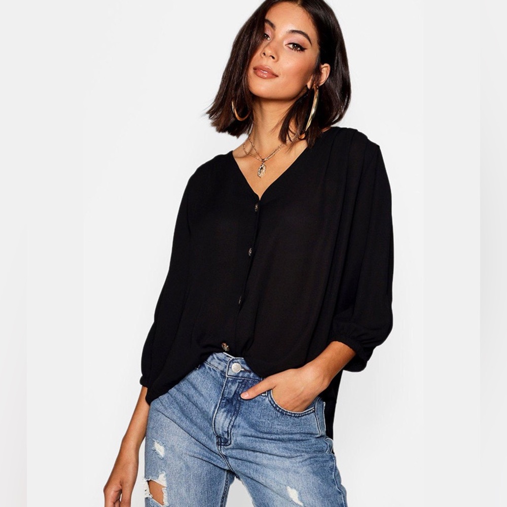 BOOHOO Horn Button Through Top sz 4